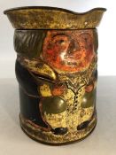 Huntley & Palmers Biscuit Tin in the form of a Toby Jug with hinged lid approx 16cm tall