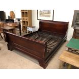 King size dark wood sleigh bed