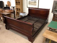 King size dark wood sleigh bed