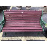 Wrought Iron bench with wooden slats