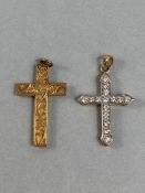 Two 9ct Gold marked 375 crosses (total weight approx 3.5g)
