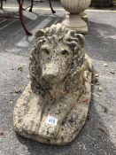 Stone statue of a recumbent lion 72cm long