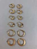Six pairs of hallmarked 9ct earrings of various styles (total weight approx 8.1g)