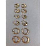 Six pairs of hallmarked 9ct earrings of various styles (total weight approx 8.1g)