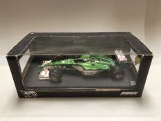 Rare Hotwheels by Mattel F1 racing car in original box, test driver wearing an Italian helmet