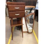 Retro interior items to include two drawer tall cabinet with shelf under approx 40cm x 38cm x