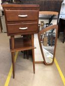 Retro interior items to include two drawer tall cabinet with shelf under approx 40cm x 38cm x