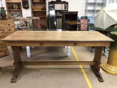 Oak refectory style table with carved lion motif to each end