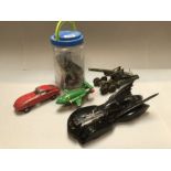 Collection of play-worn children's toys to include Batman vehicle, Thunderbirds etc. along with a