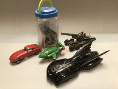 Collection of play-worn children's toys to include Batman vehicle, Thunderbirds etc. along with a