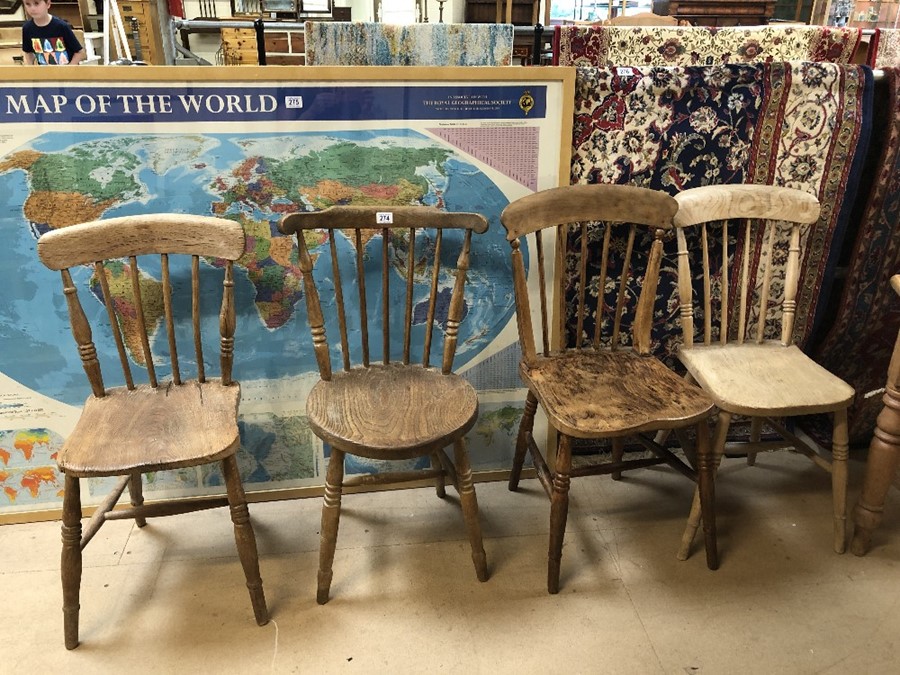 Four pine kitchen chairs (A/F)