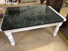 Black and grey polished granite table top approx 110cm x 85cm x 3cm
