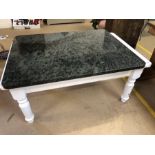 Black and grey polished granite table top approx 110cm x 85cm x 3cm