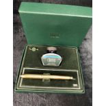 Cross USA fountain pen in green velvet presentation box with original Cross blue ink