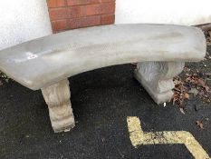 Curved garden bench on two plinths