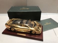 Jaguar XJ 220 1.18 scale 22ct Gold Plated model in original presentation box with certificate and