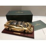 Jaguar XJ 220 1.18 scale 22ct Gold Plated model in original presentation box with certificate and