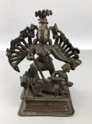 Brass metal figure on plinth of Brahma the Hindu creator god approx 18cm tall
