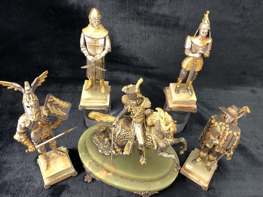 GIUSEPPE VASARI (Italian 20th century) - Collection of five bronze figures; a cavalier approx 25cm - Image 3 of 3