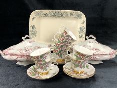 Selection of ceramics to include a Pair of Staffordshire 'Pearl' lidded serving dishes, a Pearson