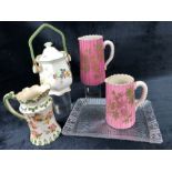 Selection of ceramics to include a Lytham jug approx 17cm tall, a Poutney Bristol lidded jar with