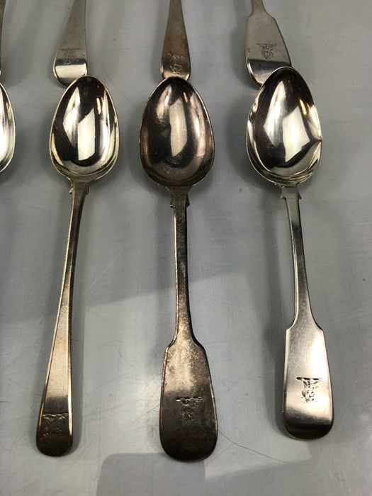 Collection of eighteen 18, Silver hallmarked Georgian spoons each with the Lion emblem stamp ( - Image 2 of 12