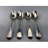 Four Georgian Hallmarked London 1829 teaspoons by maker WE