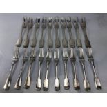 Collect of twenty hallmarked London Georgian forks, ten of each size all with a lion emblem (total