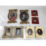 Set of eight miniatures depicting men and women