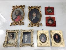 Set of eight miniatures depicting men and women