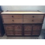 Mid century teak sideboard with four drawers and cupboard under with panelled doors approx 102cm x