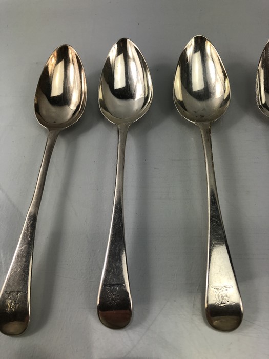 Collection of eighteen 18, Silver hallmarked Georgian spoons each with the Lion emblem stamp ( - Image 5 of 12