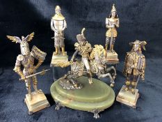 GIUSEPPE VASARI (Italian 20th century) - Collection of five bronze figures; a cavalier approx 25cm