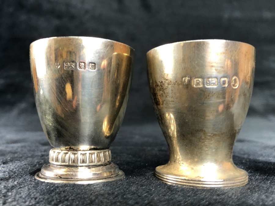 Two Silver hallmarked egg cups maked London and both by maker Edward Barnard & Sons Ltd (total