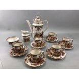 Royal Crown Derby Olde Avesbury pattern coffee set to include six cups and saucers, Coffee Pot, milk