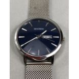 On Behalf RNLI: Wristwatch by Sekonda silver coloured case and matte blue dial with a date