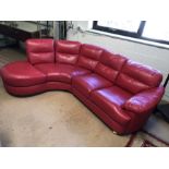 Red two piece sectional retro-style sofa