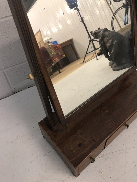 Square vintage dressing table mirror on base with three drawers - Image 5 of 5