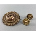 9ct Gold Victorian mourning brooch with 9ct Gold fully hallmarked earrings all of the same year