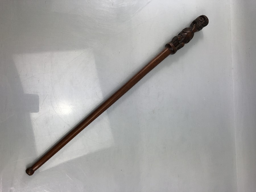 Possibly from the pacific islands, New Zealand Maori, a hard wood swagger stick. Length approx 60cm - Image 2 of 24