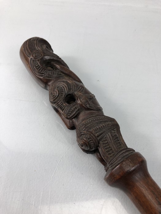 Possibly from the pacific islands, New Zealand Maori, a hard wood swagger stick. Length approx 60cm - Image 5 of 24