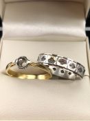 Silver & 9ct eternity style ring and an 18ct Gold ring (approx 2.1g) missing its stone