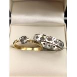 Silver & 9ct eternity style ring and an 18ct Gold ring (approx 2.1g) missing its stone