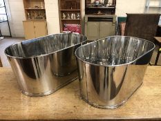 Pair of large Champagne buckets with engraved details to sides. One side engraved with a quote