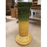 Ceramic jardiniere stand with bamboo design and yellow to green colourway, approx height 80cm (A/F)