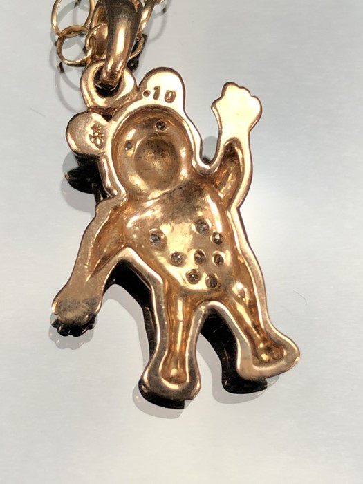 9ct Gold chain with 375 9ct Gold waving teddy bear with inset diamonds (total weight approx 5.4g) - Image 3 of 3