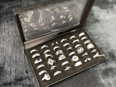 Selection of 36 silver fashion rings stamped 925