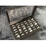 Selection of 36 silver fashion rings stamped 925