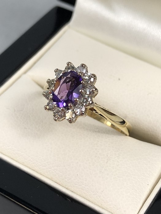 Maker Steele and Dolphin 18ct Amethyst and diamond cluster ring. The Amethyst measures approx: 7. - Image 2 of 5