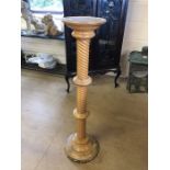 Barley twist wooden plant stand approx 99cm tall